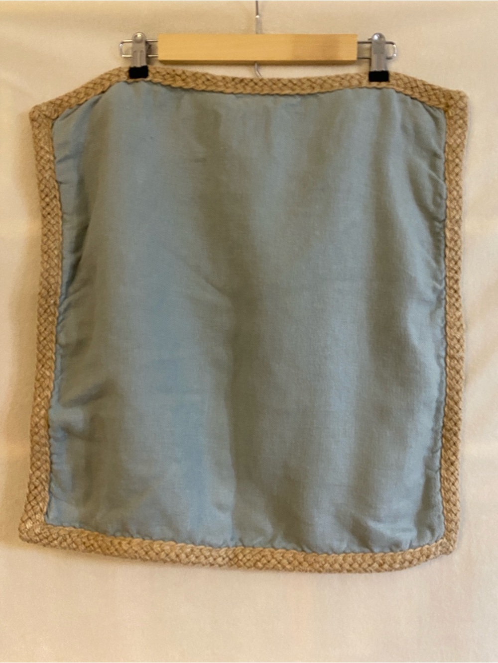 Set of 4 Pottery Barn blue 100% linen jute braid edge 20" x 20" pillow covers - Picture 9 of 15